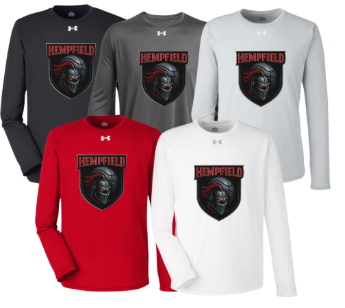 '26 Hempfield Basketball UA LS Tech Tee Shield Logo