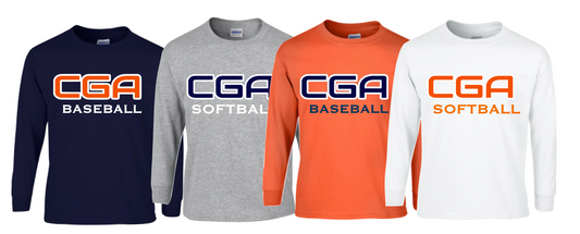 "CGA Baseball" 100% Cotton LS T-Shirt - (Adult, Women, Youth)