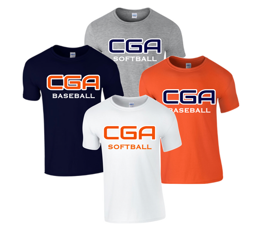 "CGA Baseball" 100% Cotton SS Tee (Adult, Women, Youth)